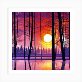 Sunset In The Forest 6 Art Print