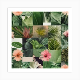 Green And Pink Flowers Art Print