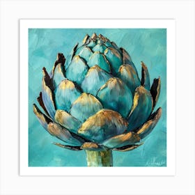 Grafit A Akvarel Paintingartichoke Turquoise Ba Art Print