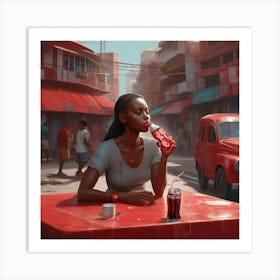 Woman Drinking Coca Cola Art Print