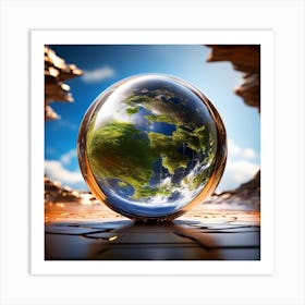 Earth In A Glass Ball Art Print