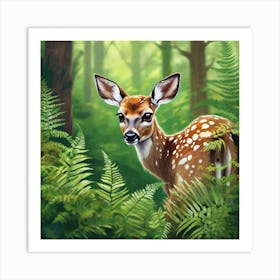 Fawn In The Forest 3 Art Print