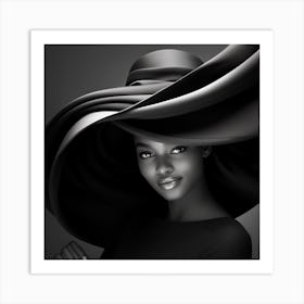 Black Woman In A Hat 9 Art Print