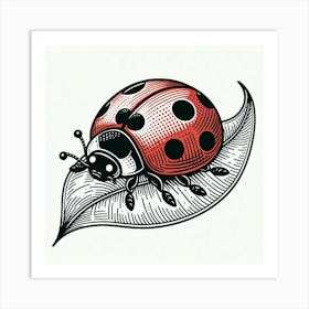 Line Art ladybug 2 Art Print