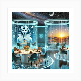 Futuristic Holodining Rooms Offering A Blend Of Th Art Print