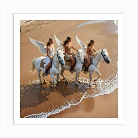 Three Angels On Horses Art Print