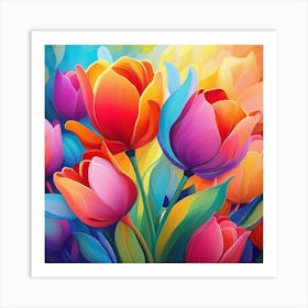 Colorful Tulips 4 Art Print