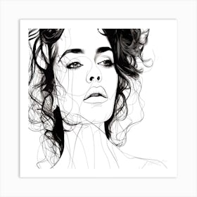 Pondering Face - Line Drawing Portrait Art Print