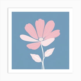 A White And Pink Flower In Minimalist Style Square Composition 336 Art Print