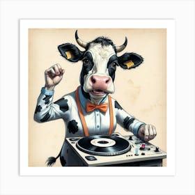 Cow Dj 2 Art Print