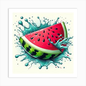 Flying watermelon slice, Pop art 1 Art Print