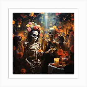 Day Of The Dead Party Woman Art Print