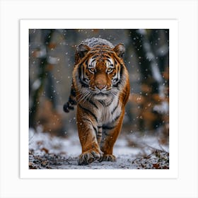 Tiger In The Snow Art Print