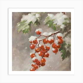 Red Currants In The Snow 2 Art Print