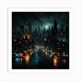 Cityscape At Night 10 Art Print