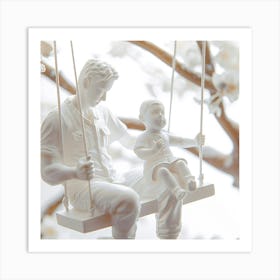 Father And Son On Swing Art Print