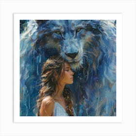 Wolf And Woman 3 Art Print