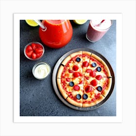 Pizza And Juice Art Print