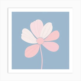 A White And Pink Flower In Minimalist Style Square Composition 226 Art Print