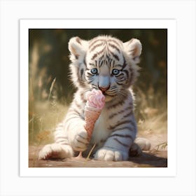 Tiger Cub with Ice Cream Cone Art Print