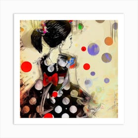 Girl In Polka Dot Dress Art Print