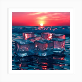 Ice Cubes At Sunset 1 Art Print