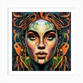 A Captivating Illustration Of A Stylized Face Art Print