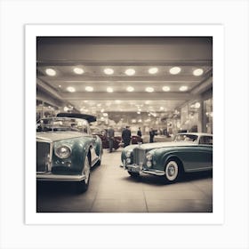 Vintage Cars In A Showroom Art Print