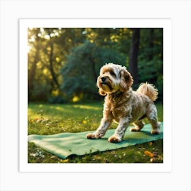 Dog On A Yoga Mat Art Print