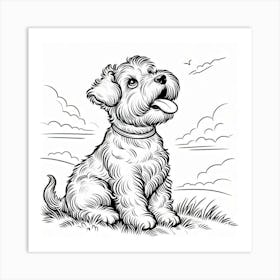 Line Art terrier dog 2 Art Print