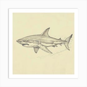 Smallscale Cookiecutter Shark Vintage Illustration 4 Art Print