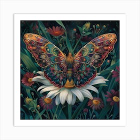 Butterfly On Daisy Art Print