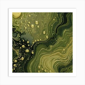 olive gold abstract wave art 16 Art Print