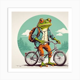 Frog On A Bicycle Art Print