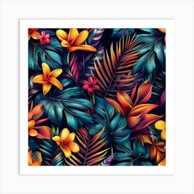 Tropical Leaves Seamless Pattern 26 Art Print