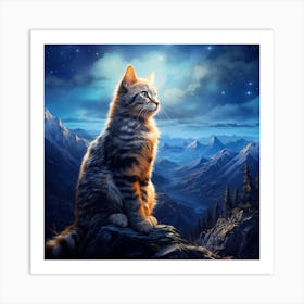 Cat In The Night Sky Art Print