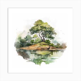 Watercolor Landscape Painting Art Print