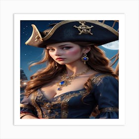 Portrait Of A Woman In A Pirate Costume Art Print