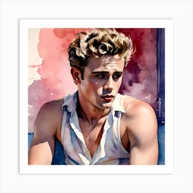 Iconic James Dean Watercolor Painting Art Print