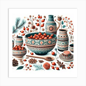 Scandinavian Art, Rosehip berries 1 Art Print