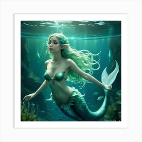 Elf Water Aquatic Mermaid Nymph Ocean River Lake Creature Magical Enchanting Ethereal Gr (6) Art Print