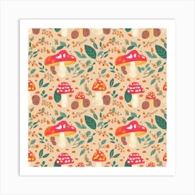 Mushroom Pattern Art Print