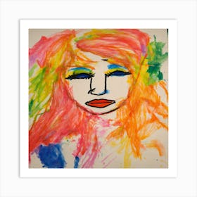 Girl With Colorful Hair Art Print