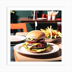 Hamburger On A Plate 19 Art Print