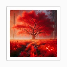 Red Tree In The Forest 2 Art Print