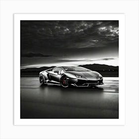 Black And White Lamborghini Art Print