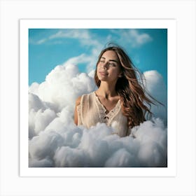 Firefly Dreamy Girl Floating Among Ethereal Clouds 58629 (2) Art Print