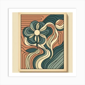 Retro Wavy Abstract Art Print