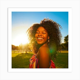 Young African American Woman Smiling 1 Art Print