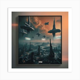 A Sweeping Cinematic Photograph Of A Futuristic Dystopia Space City Art Print